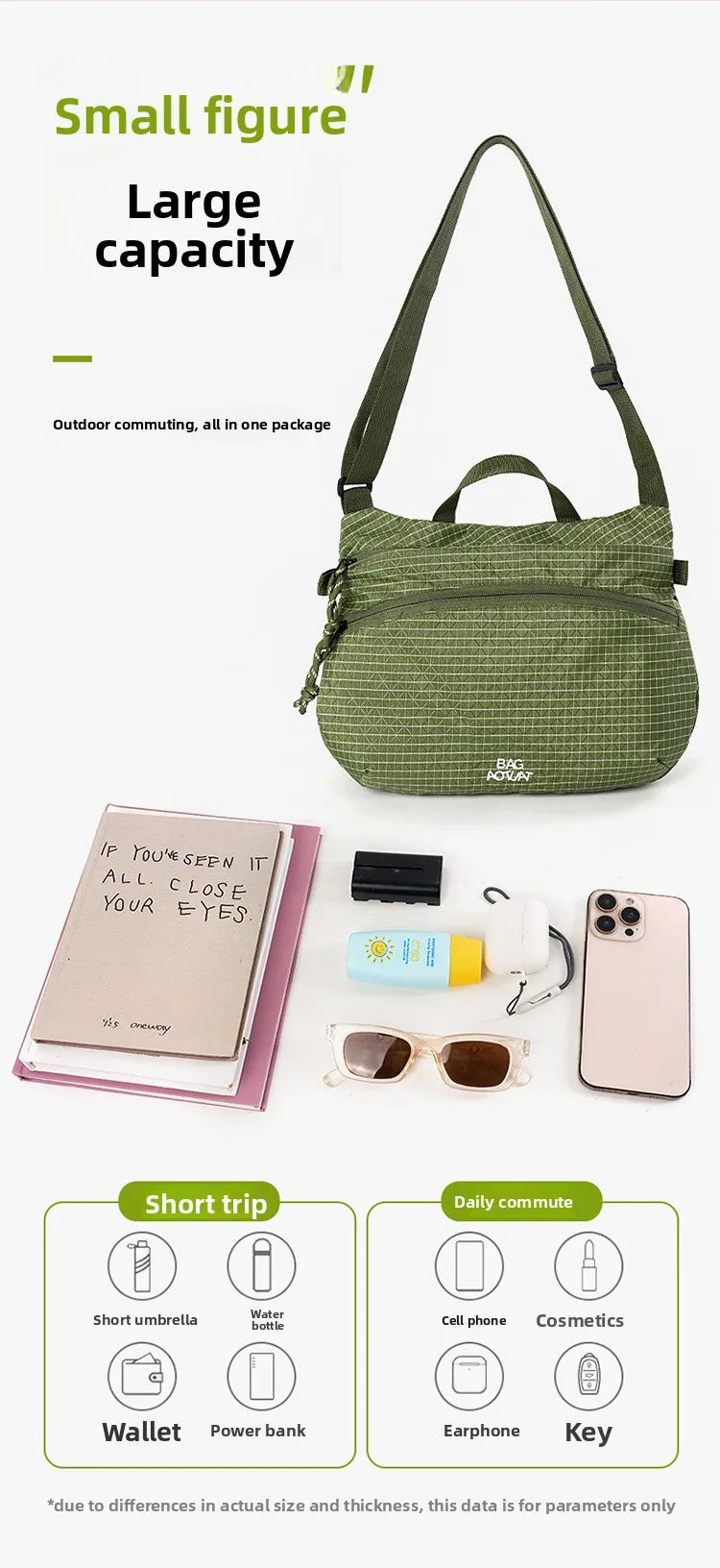 Nylon Cloth Daily Commute Messenger Bag Lightweight Hand Bag Sports Shoulder Bag Casual Anti-splashing Messenger Bag