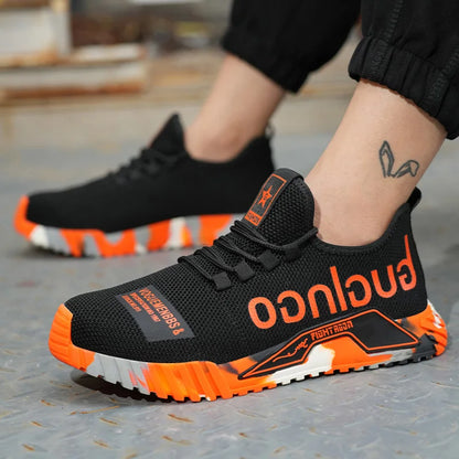 Indestructible Men Work Safety Shoes Steel Toe Work Sneakers Lightweight Anti-piercing Work Boots Industrial Construction Boots