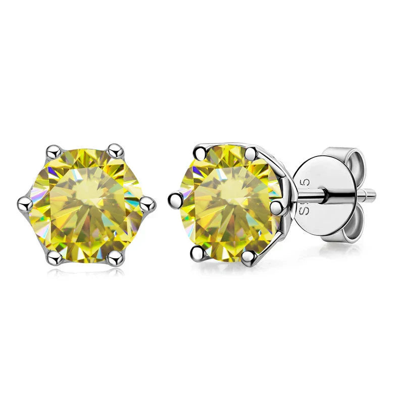 Real 1 CT D Color Moissanite Stud Earrings For Women Top Quality 925 Sterling Silver Sparkling Wedding Jewelry