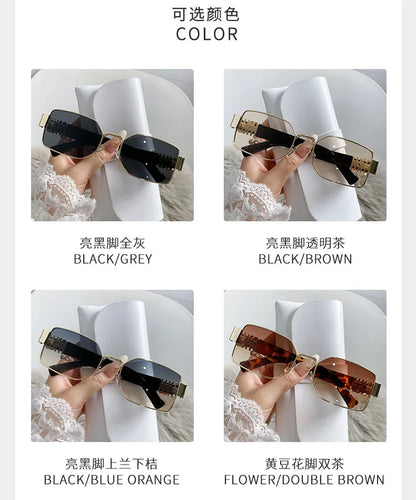 New Fashion Metal Box Women's Sunglasses High Quality High Sense Trend Street Sun Glasses Girls Sunshade Glasses UV400