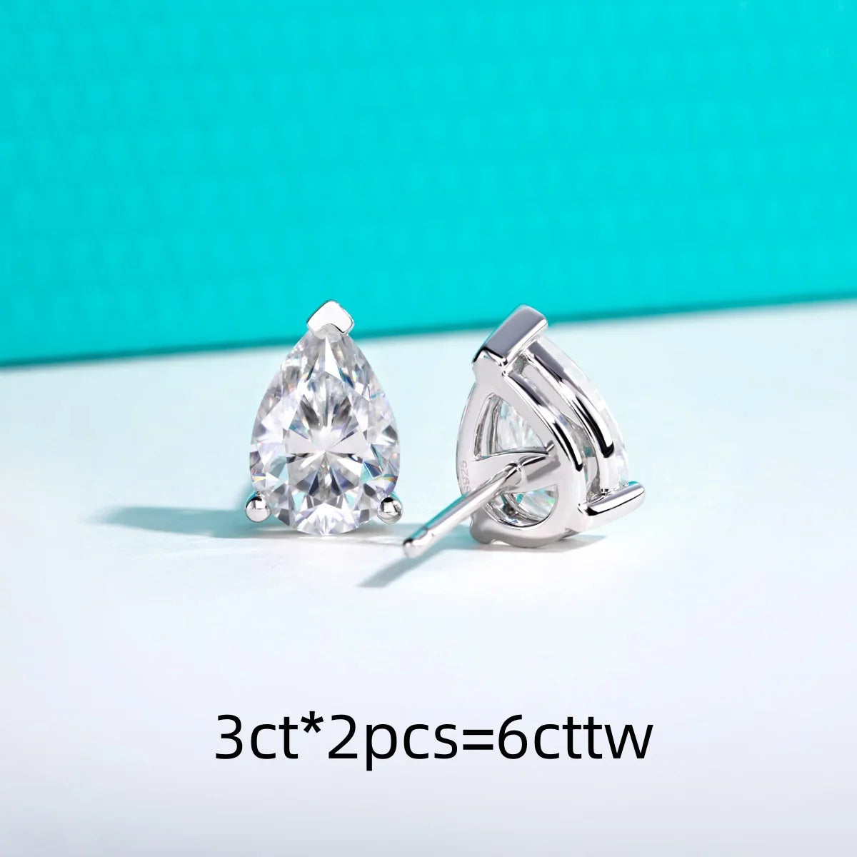 Classic Stud Earrings for Women 1cttw-6cttw Pear Moissanites 925 Sterling Silver D Color VVS1 Moissanite Earrings