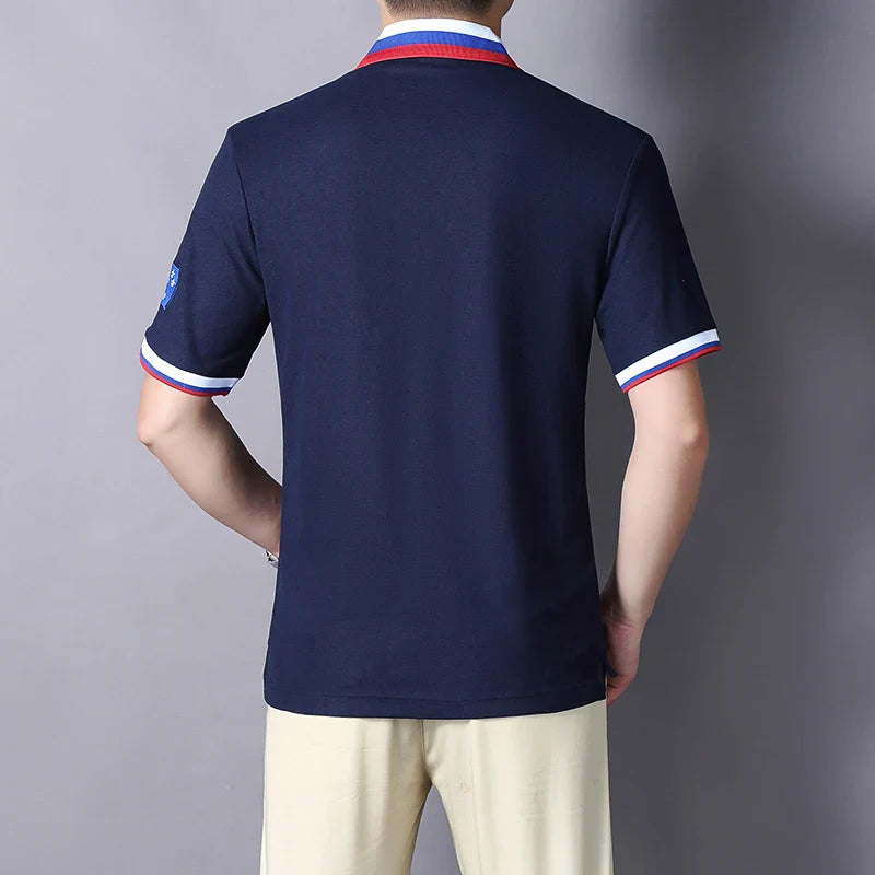 Men's polo shirt New Zealand Pacific Ocean cotton embroidery stitching color classic fashion original design pure cotton quality