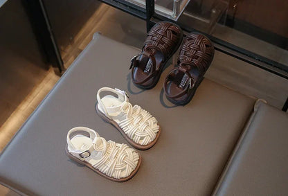 New Sandals Summer Children's Woven Casual Baby Shoes Girls Beach Shoes Slipper Baby Girl Shoes Size 22-31
