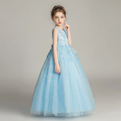 Kids Dresses For Girls Lace Dress Gown Princess Clothes Children Formal Evening Party Flower Girls Wedding Vestidois