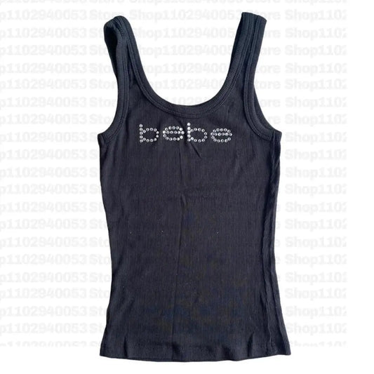 Vintage Sleeveless Tank Top Letters Summer Print Personality Crop top Sleeveless Slim Streetwear Punk Y2K Baby Tee Short Sleeve