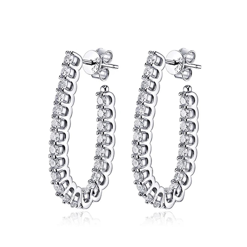 Trendy Real D Color Full 2.2mm 0.04CT Moissanite Hoop Earrings For Women S925 Silver Plated 18K Gold Diamond Earring