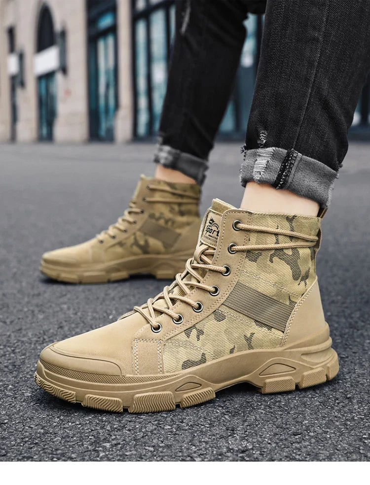 Camouflage Boots for Men Autumn Winter Platform Boots Outdoor High-top Shoes Men Ankle Boots Buty Robocze Meskie wear-resistant