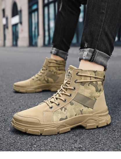 Camouflage Boots for Men Autumn Winter Platform Boots Outdoor High-top Shoes Men Ankle Boots Buty Robocze Meskie wear-resistant