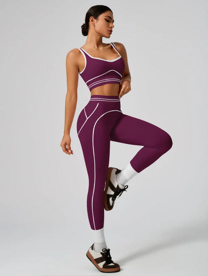 Women's Seamless Yoga Set - Sports Bra & High Waist Leggings Activewear for Gym Workout Fitness Exercise Stretch Athletic Outfit