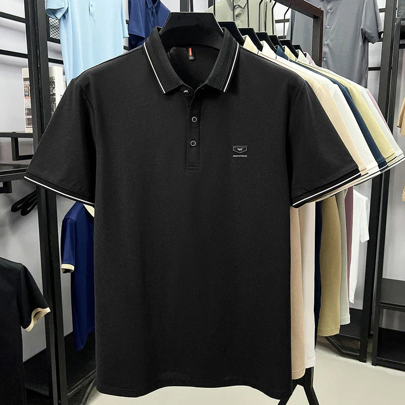 Light luxury brand men's short sleeve polo shirt summer new item high-end letter golf comfortable cotton casual business T-shirt