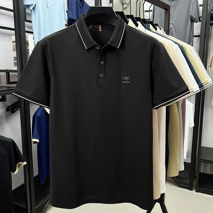Light luxury brand men's short sleeve polo shirt summer new item high-end letter golf comfortable cotton casual business T-shirt