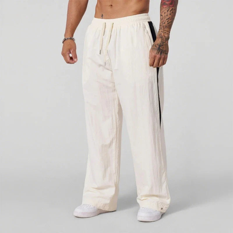 2025 Autumn New Track Pants Men's Loose Casual Pants Wide Leg Trendy Sports Splicing Breathable Pants American Sports Pants