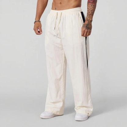 2025 Autumn New Track Pants Men's Loose Casual Pants Wide Leg Trendy Sports Splicing Breathable Pants American Sports Pants