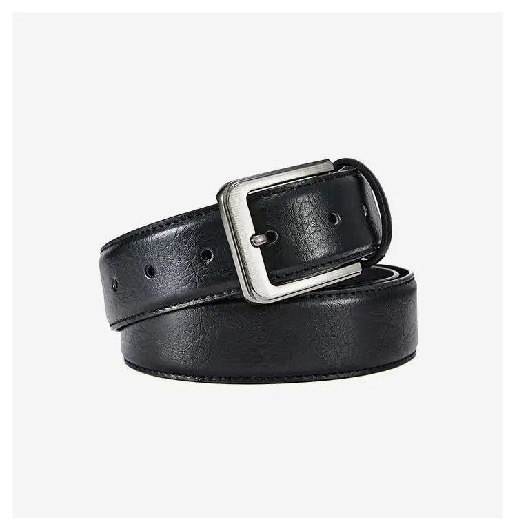 Men's Belt Boys Genuine Leather Belt Pin Buckle Belt Brown Middle-aged Youth Casual Trendy Men's Belt，Ideal for gifting