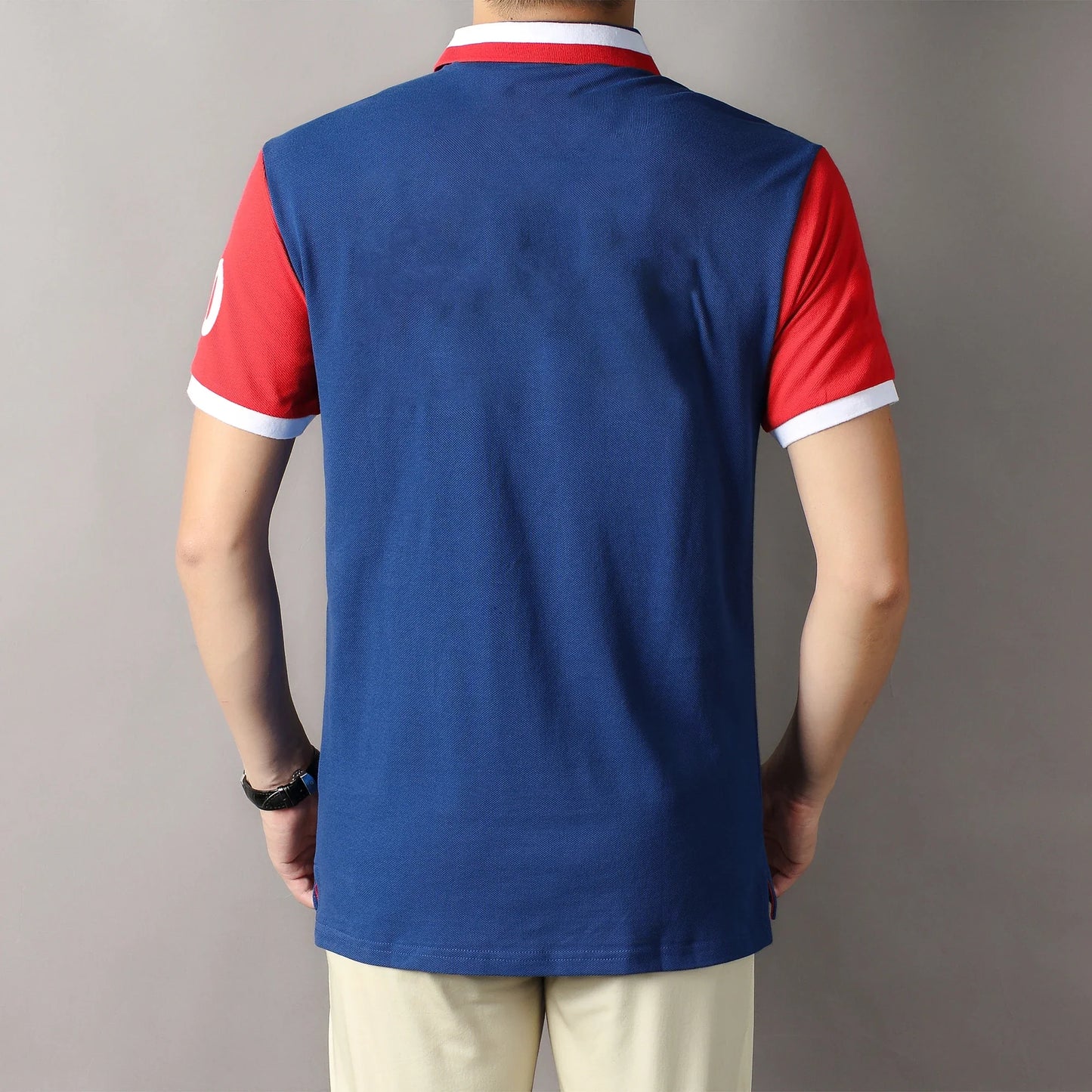 Men's polo shirt Paris France embroidery stitching color contrast classic fashion original design polo collar pure cotton