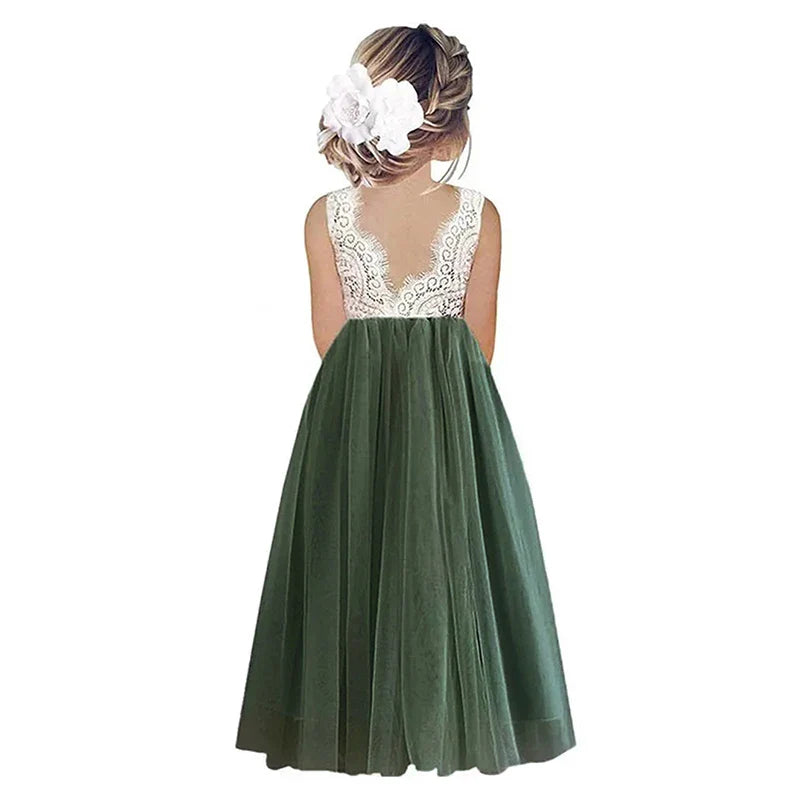 New Flower Girl Dress Baby Kids Summer Princess Party Lace Wedding Birthday Dresses Children Clothing 2 4  6 8 10 12 14