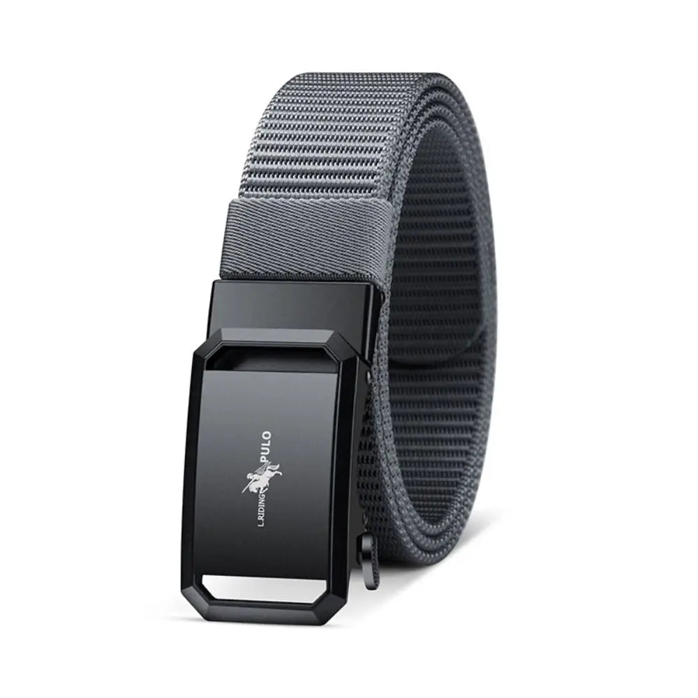 Men Business Belt Nylon Canvas Belt Black Automatic Buckle Belt Casual Simple Wild Style Trendy Jeans Belt