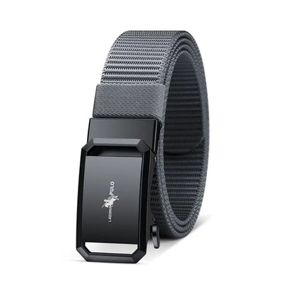 Men Business Belt Nylon Canvas Belt Black Automatic Buckle Belt Casual Simple Wild Style Trendy Jeans Belt