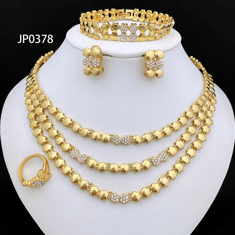 Conjuntos de Joias de Cor Dourada para Mulheres, Conjuntos de Colares para Mulheres, bijoux de mode, conjuntos de joias