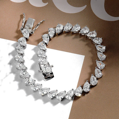 Certified 0.5carat Pear Cut Moissanite Diamond Tennis Bracelets for Women 925 Sterling Silver Waterdrop Shape Wrist Chain