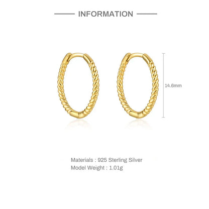 1pair 925 Sterling Silver Hoop Earring 6/7/8/13mm Circle Round Huggies for Women Men Ear Ring Bone Buckle Fashion Jewelry