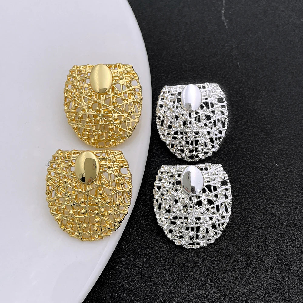 18K Gold Plated Necklace And Earrings For Women Set 85cm Long Chain Dubai Gold Color Silver Color Jewelry Adjustable Length 3pcs