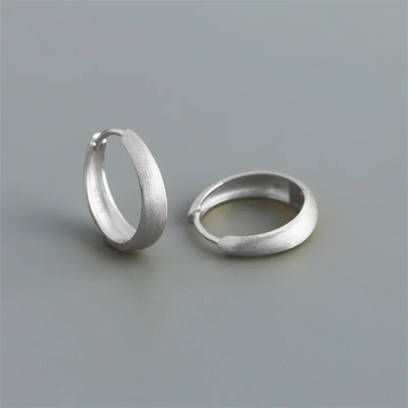 925 Sterling Silver Simple Statement Matte Large Huggies Hoop Earrings for Men Women Fine Gothic Punk Charms S925 Jewelry