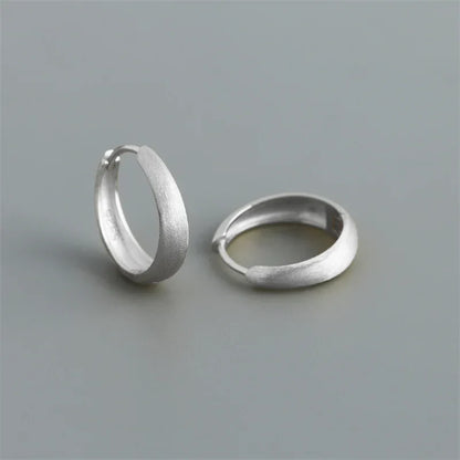 925 Sterling Silver Simple Statement Matte Large Huggies Hoop Earrings for Men Women Fine Gothic Punk Charms S925 Jewelry