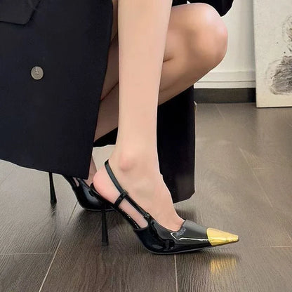 2026 New Summer Style Pointed Toe Stiletto Sandals with Single Strap, Microfiber Lining, Rubber Sole, Sexy High Heels