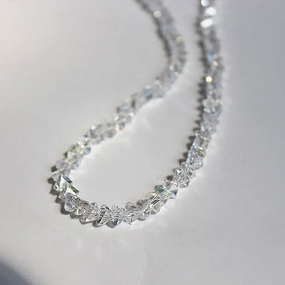 Mulit-cut Glass Crystal Irregular Beaded Choker Necklace for Women Transparent Vintage Collarbone Collar Neck Fashion Jewelry