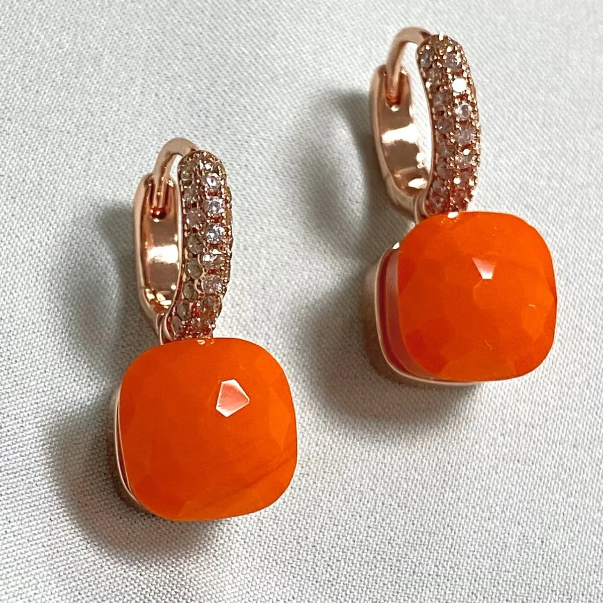 Classic Candy Color Earrings Inlay Transparent Zircon 27Colors Crystal Earrings Rose Gold Plated Fashion Jewelry For Women