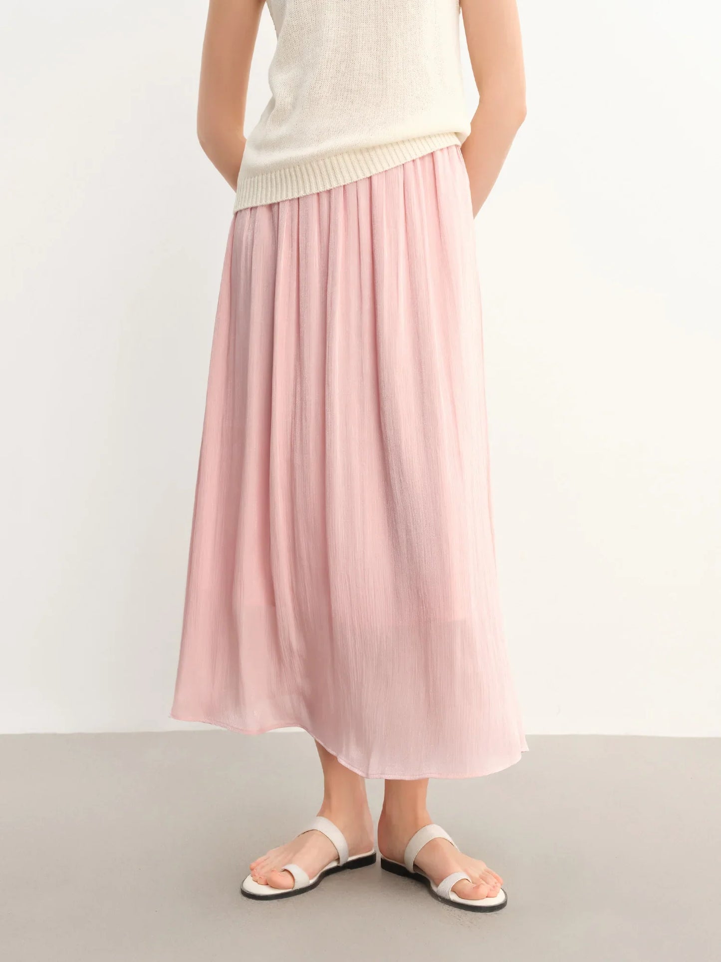 Plus-Size Women's Lightweight Flowing A-Line Skirt - 2025 Summer New Fashionable Commute Long Dress 25DS82792