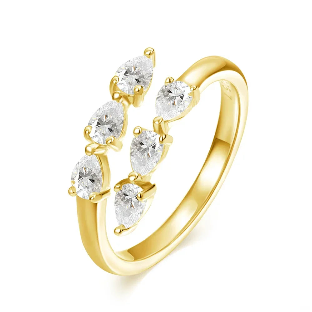 Water Drop Certified Moissanite Ring for Women Lab Diamond Promise Band Pure S925 Silver Female Crown Single Tail Rings