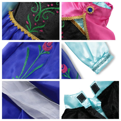Cinderella Anna Elsa Costume Children Princess Dress for Girls Kids Cosplay Snow White Christmas Carnival Party Disguise Outfit