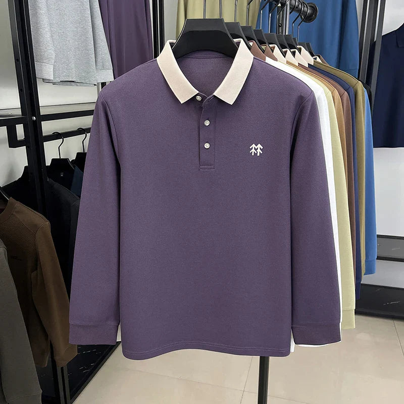 Design Brand Men's Polo Shirt Lapel Exquisite Embroid Long Sleeve Autumn New Breathable T-Shirt Business Leisure Trend Men'swear