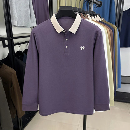 Design Brand Men's Polo Shirt Lapel Exquisite Embroid Long Sleeve Autumn New Breathable T-Shirt Business Leisure Trend Men'swear