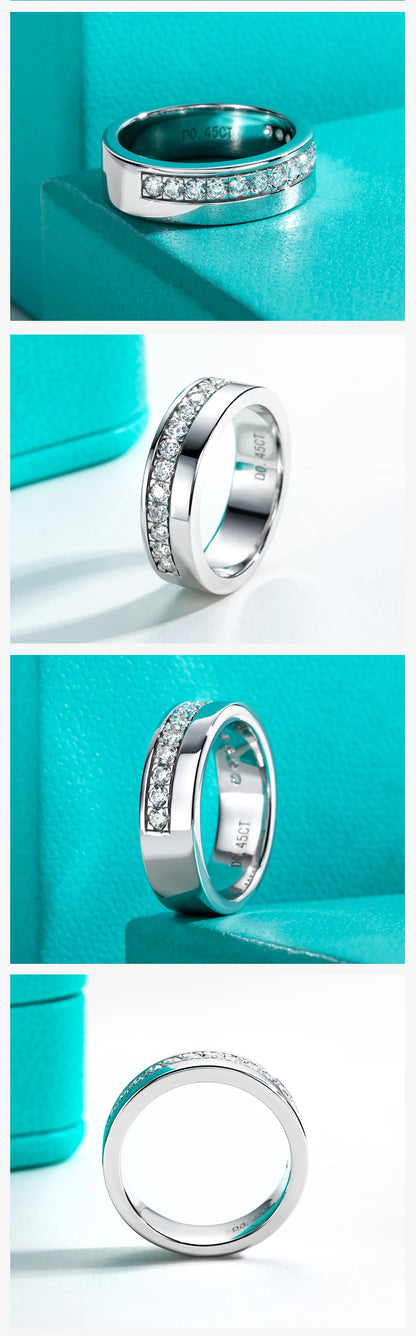 D Color Moissanite Wedding Band Rings For Men S925 Sterling Silver Band Ring Men&Women Rings Jewelry Wholesale