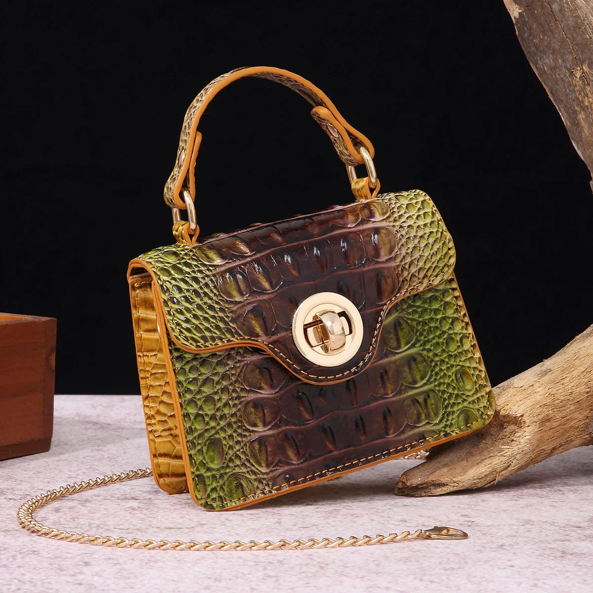 Dinner Handbag Crocodile Pattern Colorful Shaped Small Bag Mini Compact and Cute,Tiny,Wallet, Smaller