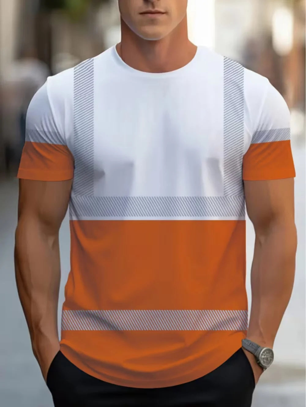 Men's 3D Printed New Secure Logo Color Blocking Design Short-Sleeved T-Shir Fashion Summer Daily Casual Work Wear Men's T-Shirts