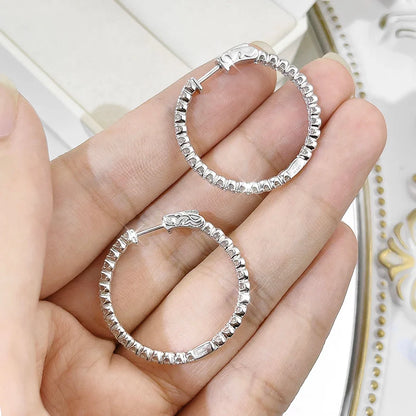 Luxury Designer D Color Full 2mm Moissanite Hoop Earrings For Women Party S925 Silver Plated 18K Gold Diamond Earring Gift