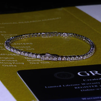 Solid Silver 925 VVS Tennis Bracelet Iced Out Princess Cut 2/3/4/5mm Real Moissanite Chain Dropshipping Hip Hop Jewelry