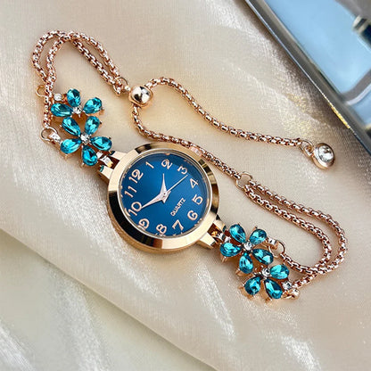 Live burst new diamond set flowers color diamond simple fashion pull bracelet watch women's watch