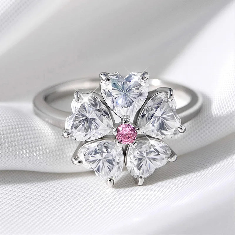 14K Plated 6 Gems Moissanite Rings for Women Luxury Wedding Lab Diamond Pure 925 Silver Band Fine Jewelry Female Ring GRA