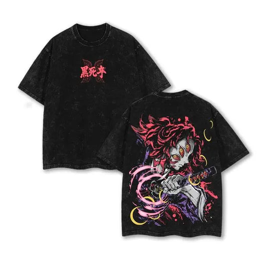 Vintage Washed T-shirt Oversized Demon Slayer Anime Man Women Short Sleeve Tee Streetwear Loose Casual Tops Summer Y2k 2026