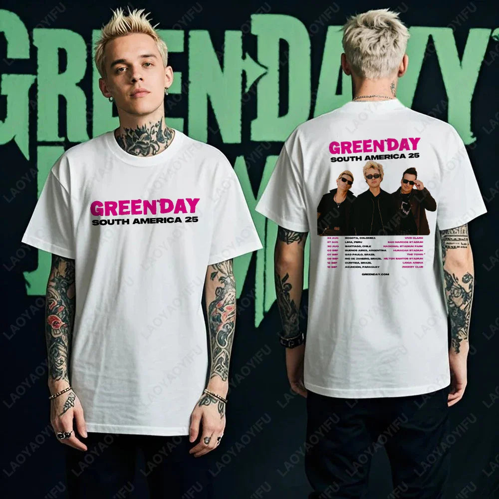 Green Day Tour 2025 Asia and Australia Tour Graphic T Shirts Summer Woman Man Fans High Quality Cotton T-shirt Music Festival