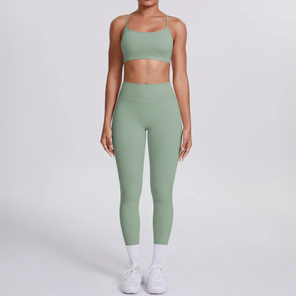 Yoga Suit Sports Set Gym Seamless High Impact Sports Bra Women's High Waist and Hips Tight Peach Buttocks Pants Womens Sportswea