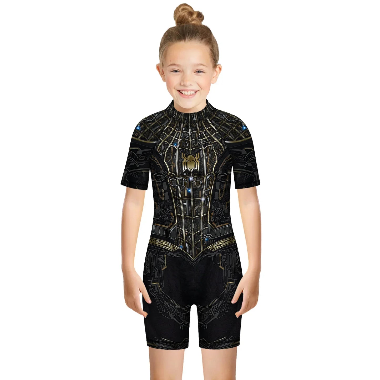 Children One Pieces Swimsuit Superhero 3D Print Playsuit Child Short Sleeve Swimwear Beach Bathing Suit Swim Wear For Boys Girls