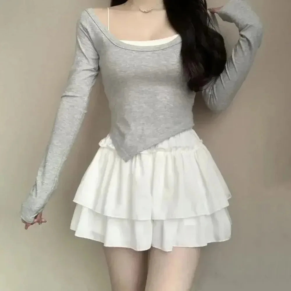 White Ball Gown Skirts Women Fashion Slim Fit Mini Skirts Giris Y2k All Match Elastic High Waist Black Faldas Goth