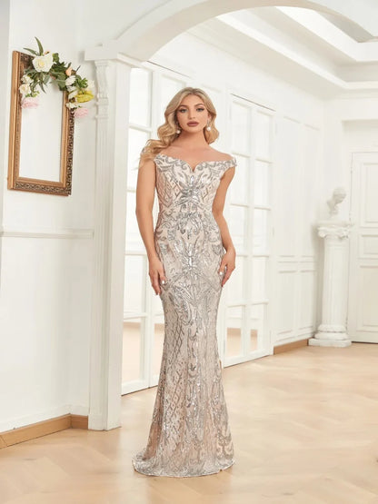 Luxury Sequin Saudi Evening Dresses One Shoulder Long Elegant Floor-Length Arabic Women Formal Prom Party Mermaid Gowns