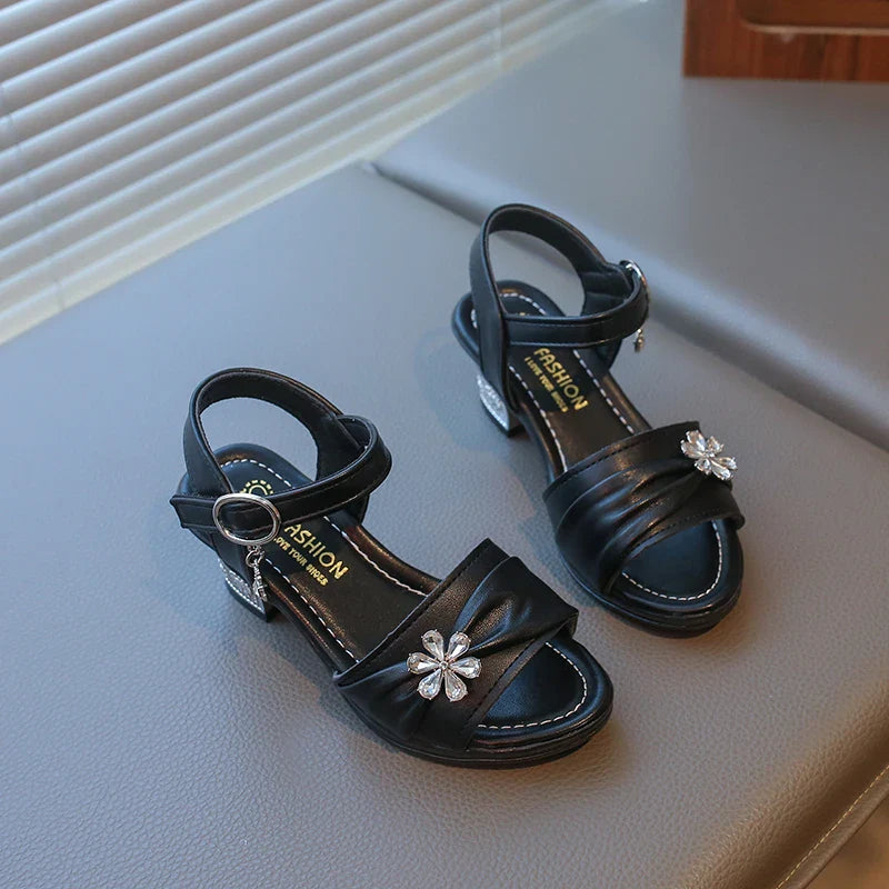 Girls Princess Sandals Summer Kids Low Heels Fashion Party Dress Casual Shoes Outdoor Causal Sandals Children Soft Sole Bow